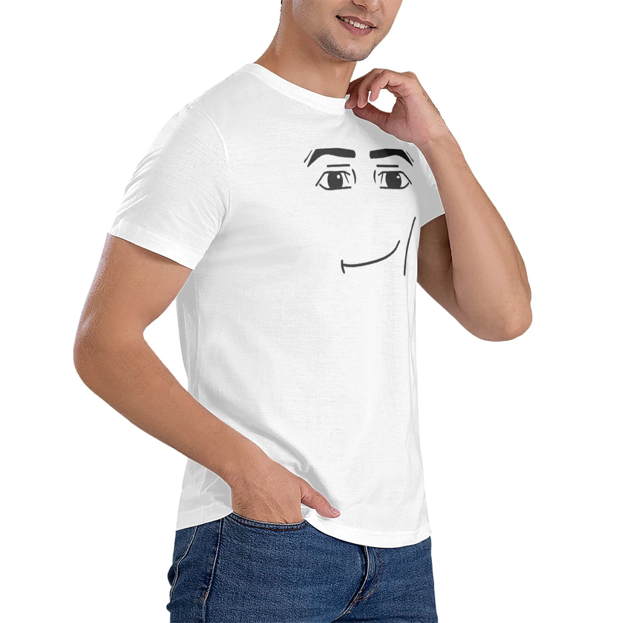 Funny Anime Robot Robloxs Face T-Shirt For Men Women Cotton Short Sleeve Round Neck Summer Clothing