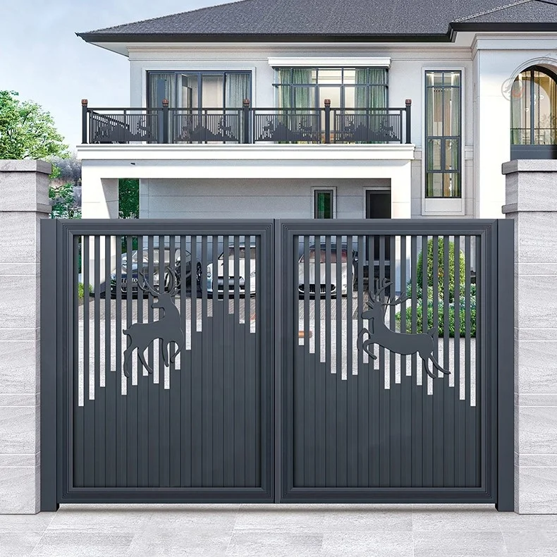 Gerbang Ayun Ganda Aluminium Desain Modern Eropa