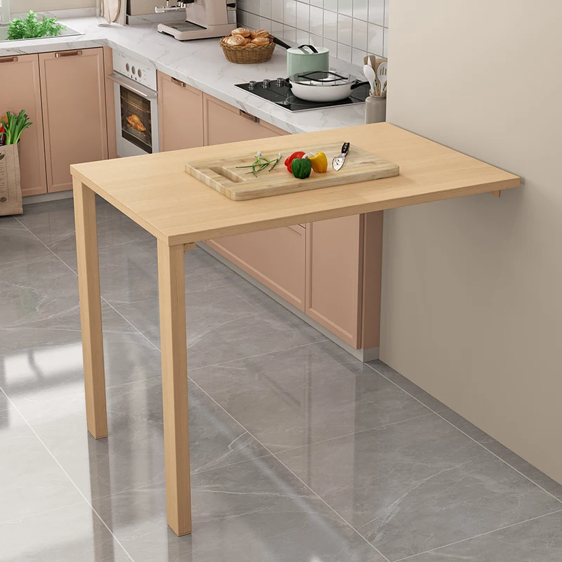 Small household flip-down folding table, invisible table, learning against the wall, bracket simple dining table