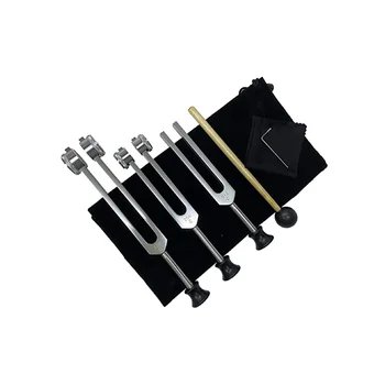 New tuning fork set for therapy (256Hz, 512Hz, storage bag Hz) with silicone hammer, repair tool, cleaning cloth and 128