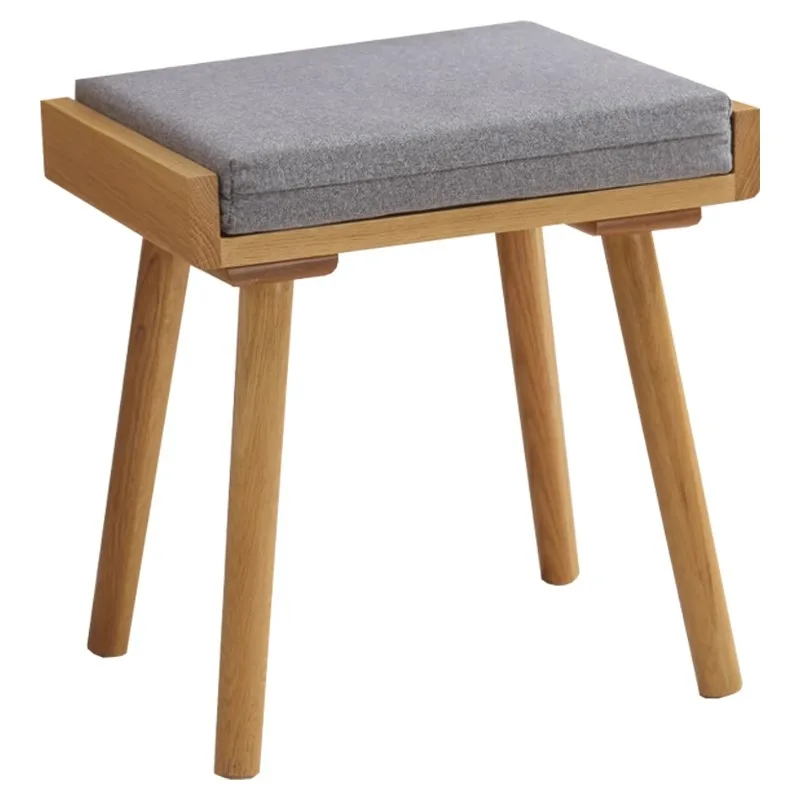 

Oak walnut dressing stool, all solid wood stool, shoe changing stool, Nordic modern and simple