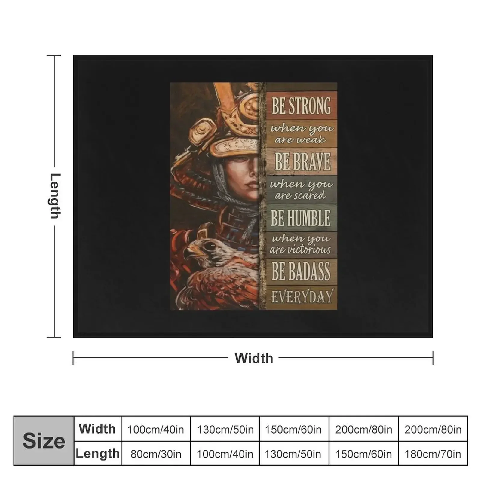 Female samurai be strong brave humble Throw Blanket Retros bed plaid Bed linens Picnic Blankets