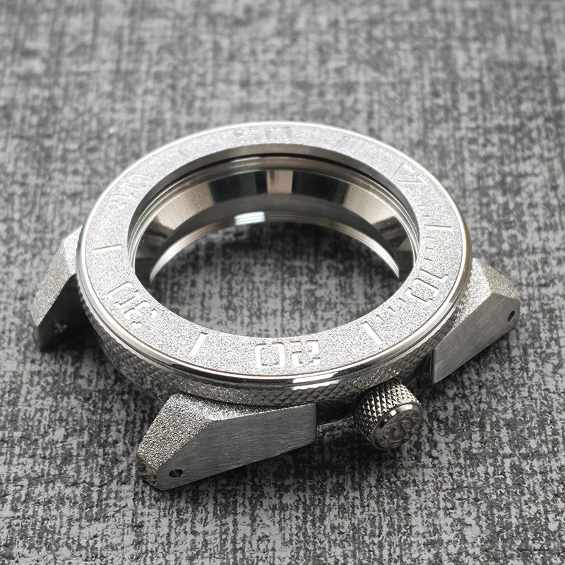 

Silver King Samurai Watch Case Gritted Nail Sand Finish Fits NH34 NH35 NH36 4R35 7S Movements Men's Diving Watch Case Mod Parts