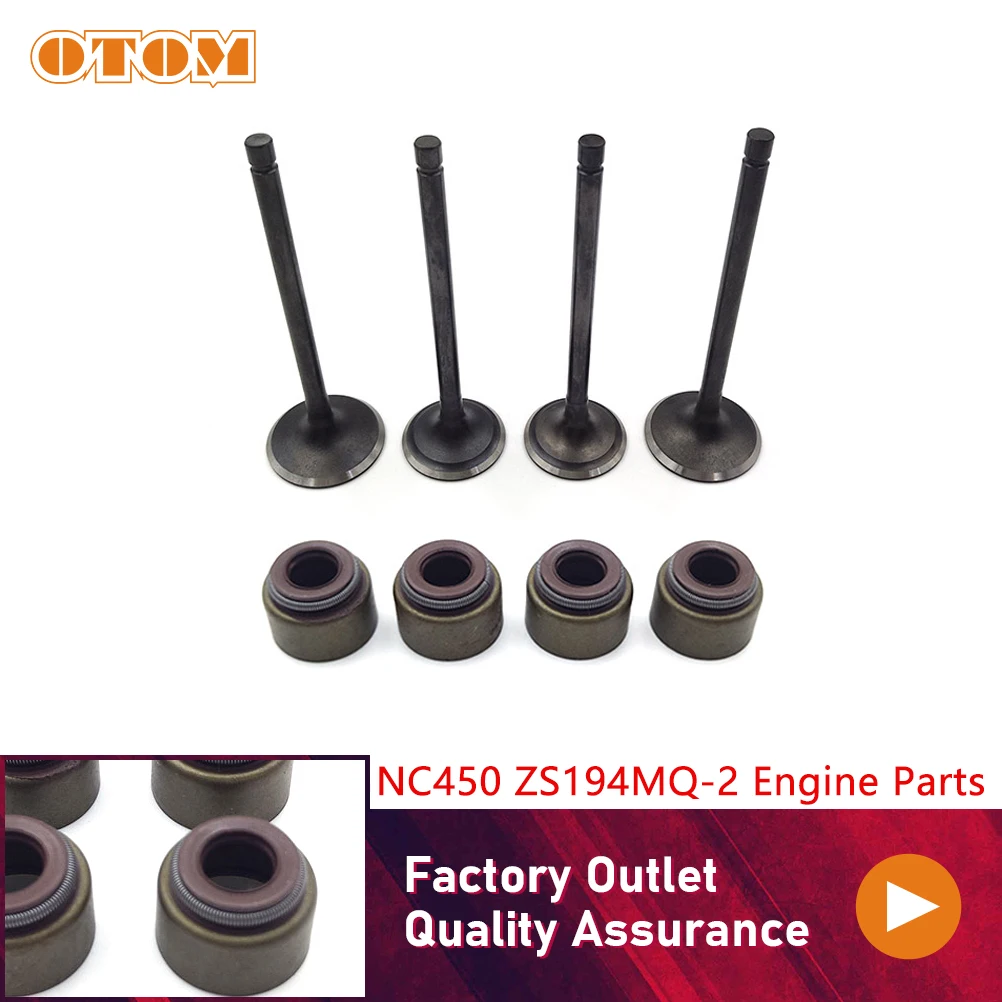 OTOM Motorcycle Engine Intake And Exhaust Valve Stem Kit Valves Oil Seal For ZONGSHEN NC450 450CC RX4 ZS194MQ KAYO Motoland BSE