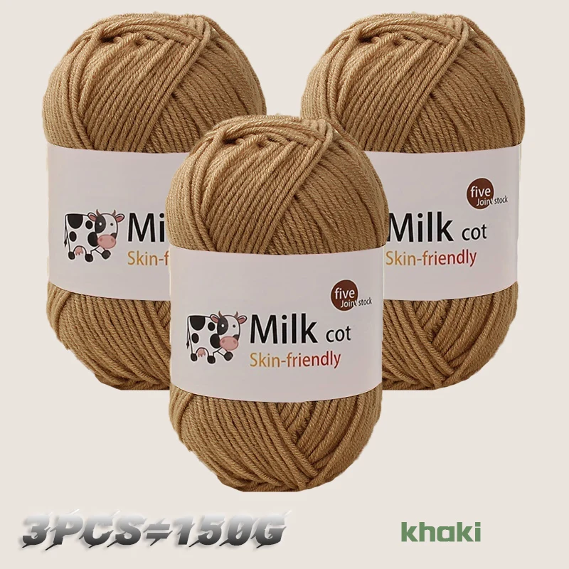 150 g 5-strängiges Milchgarn, handgefertigt, mitteldick, zum Selbermachen, gewebt, für Puppen, Pullover, Blumenmütze, Schal, Garnball