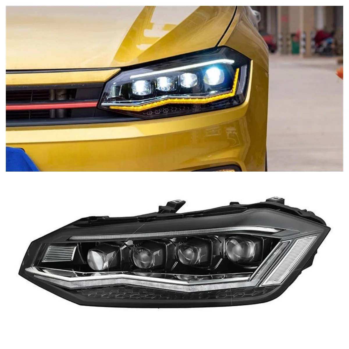 Longding 2019-2022 New Polo Polopuls Retrofit LED Daytime Running Lights Matrix Lens Running Headlight Assembly