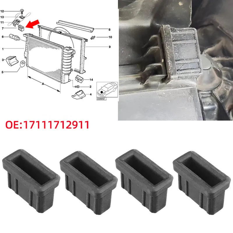 2/4/8PCS Radiator Mounting Top Rubber Engine Cover For BMW 1 2 3 4 5 6 7 8 X1 X3 X4 X5 X6 Z1 Z3 Z4 Z8 M4 M5 E32 E34 E38 E39 F07