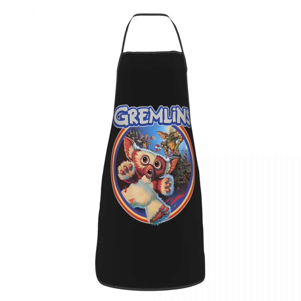 Funny Vintage Gizmo Gremlins Bib Apron Kitchen Chef Sci Fi Movie Mogwai Monster Tablier Cuisine for Cooking Baking Painting