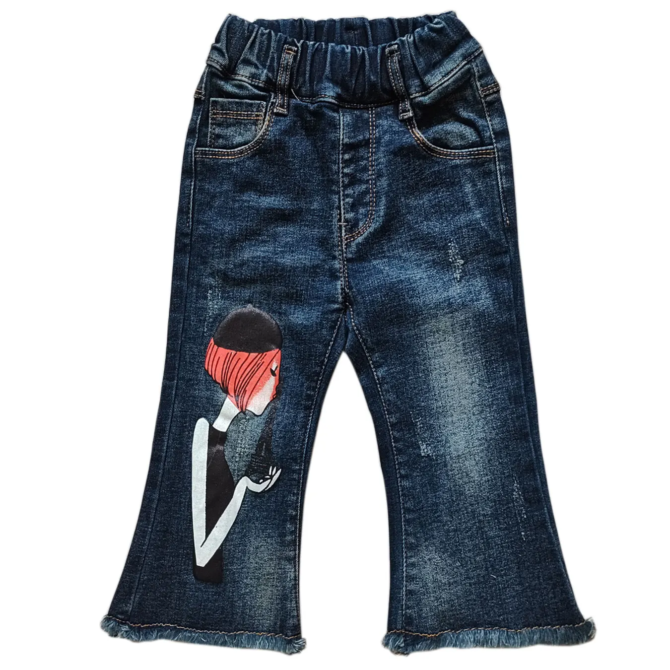 5115 12M-3Y KIDS JEANS girls jeans baby jeans soft denim bell-bottoms elastic waist