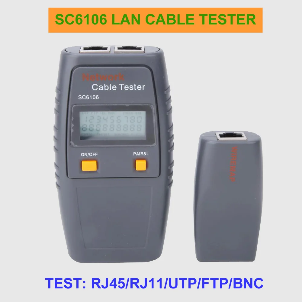 

Network LAN Cable Tester, Electrical Line Finder, Testing, RJ45, RJ11, UTP, FTP, BNC, Networking Tool, SC6106 customized