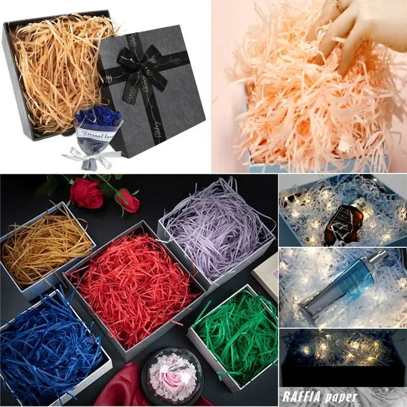 100-500g riempitivo regalo di natale multicolore colorato carta fai da te rafia carta stropicciata decorazione per feste confezione regalo per le vacanze