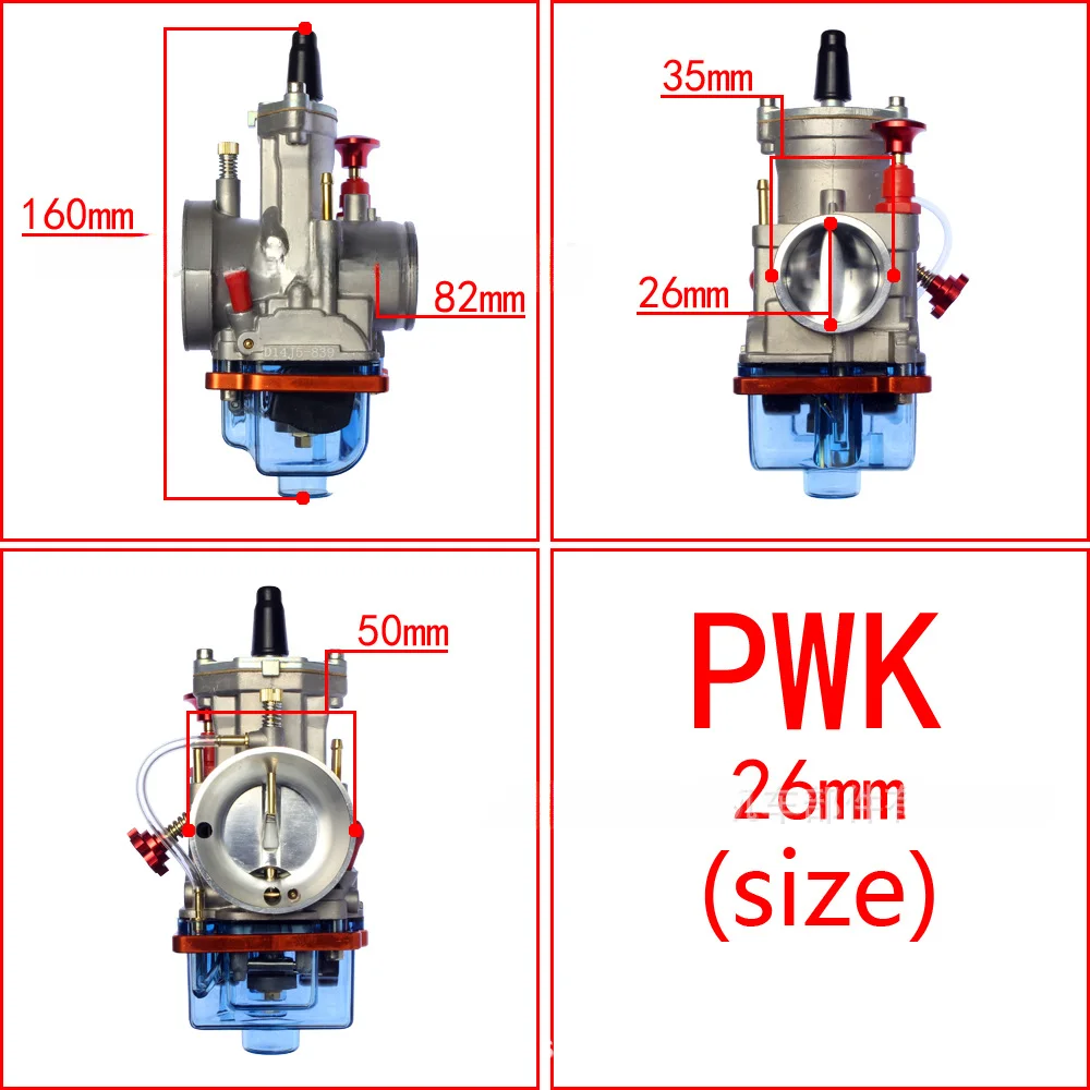 Universal sliding carburetor kit for off-road racing - adjustable throttle system, various sizes 24-34mm