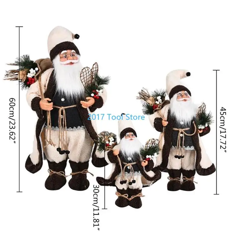 K92A عيد الميلاد سانتا كلوز مع نظارات شنطة هدايا للدمية التماثيل القطيفة الدائمة