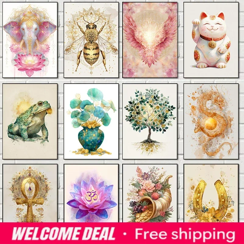 

2026 frameless Diamond Classic Represent Wealth Tree of Life Lotus Spirituality Energy Infused Prosperity Poster Home Bedroo