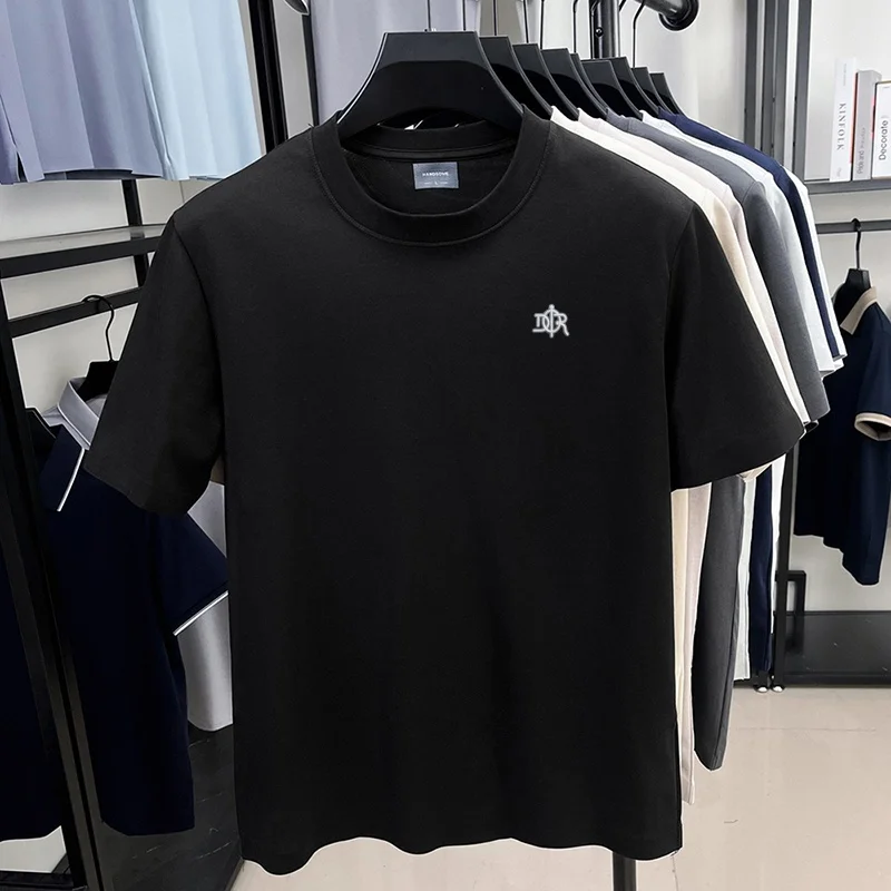 Designer-Style Herren-Print-T-Shirt, Sommer-Trend, Einfarbig, aus Baumwolle, Kurzarm, O-Ausschnitt, Lässiges, Vielseitiges Herren-Oberteil – Detail 15