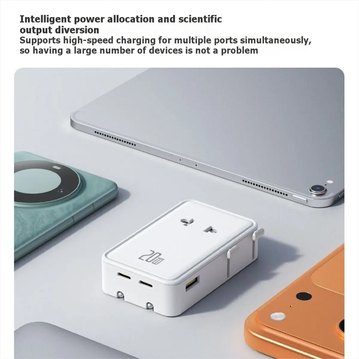 AU47-20W GaN International Travel Adapter Charger 4 Ports Compatible with European Standards Universally Applicable EU Plug