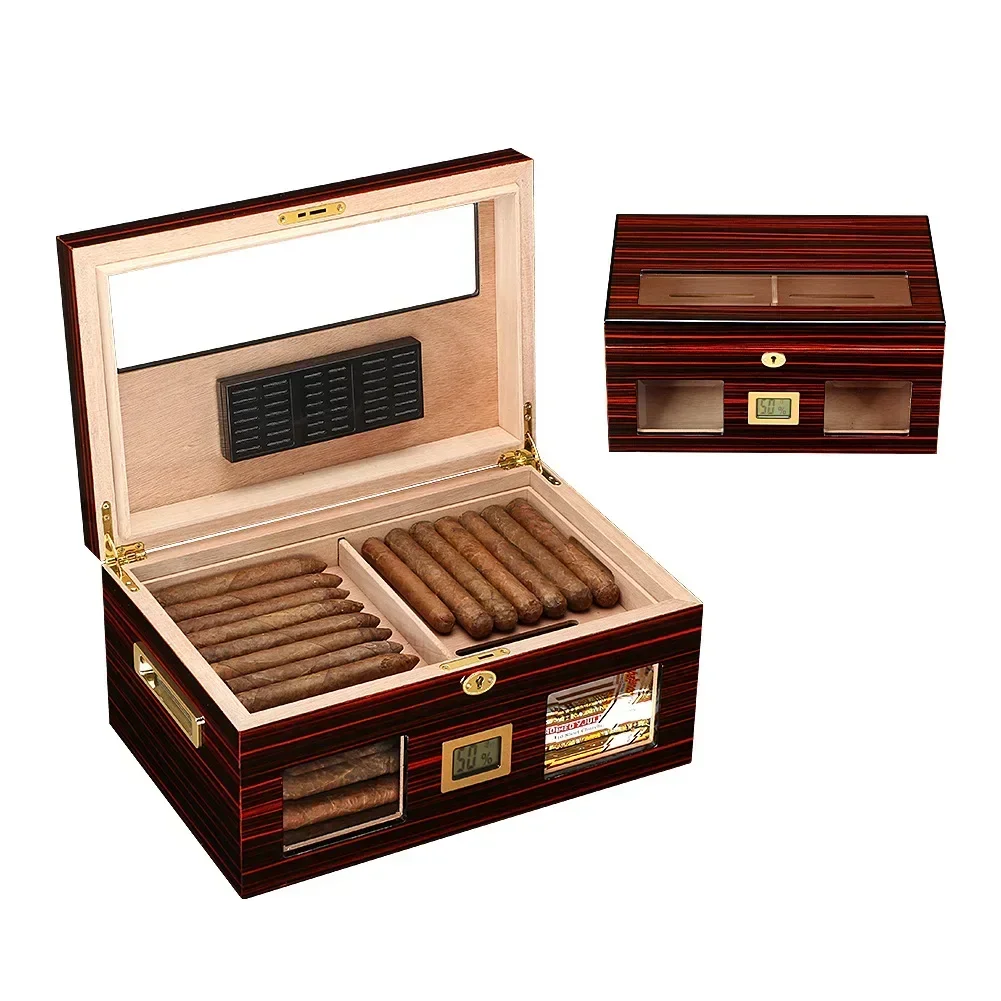 

Хьюмидор из кедра большой емкости для хранения сигар, портсигар с двойным увлажнителем, увлажнитель для сигар, сигарница, Cohiba