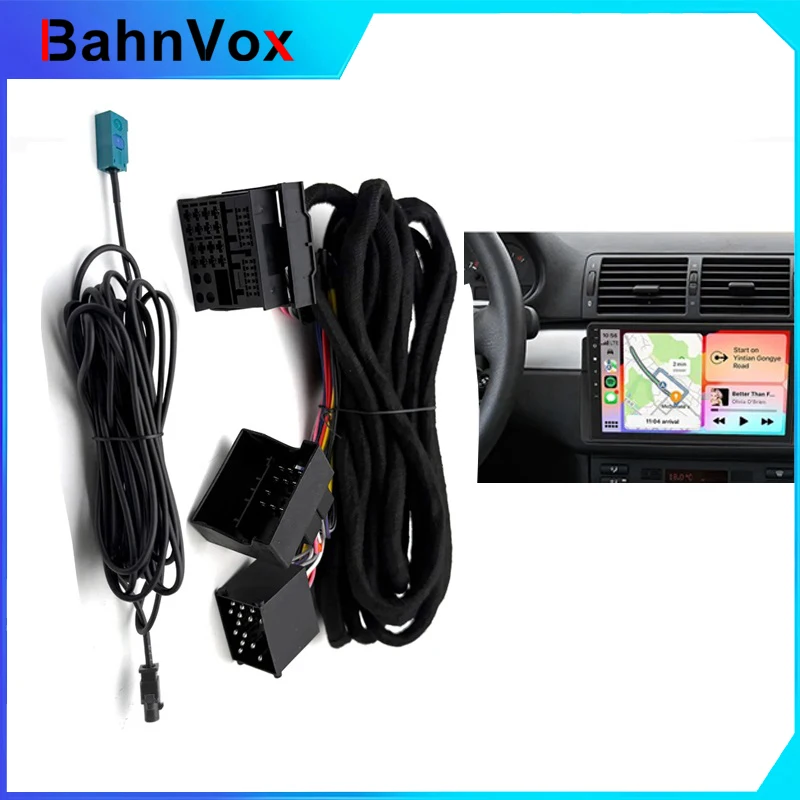Android Head Unit to Radio Fakra Antenna Power 17+40 Pin 6M Extension Wiring Harness For BMW X5 M3 M5 E46 E38 E39 E53
