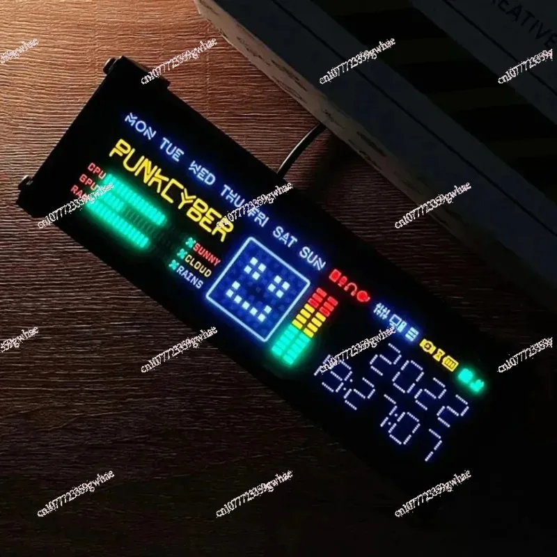 DIY Cyberpunk Desktop Ornament WFD Electronic Clock Retro Electronic Fluorescent Tube LED Dot Matrix Clock Gift