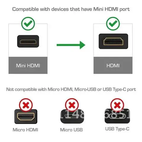 محول صغير متوافق مع HDMI ، ذكر إلى نوع C ذكر ، 4K Mini P كابل متوافق مع HDMI لنظام الإعداد المنزلي