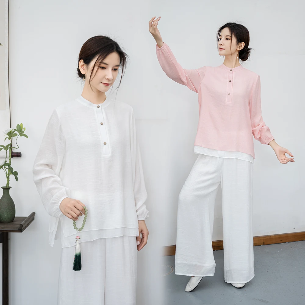 

2026 New Zen Style Cotton Linen Sitting Set Women's Performance Costume Two-Piece Suite National Trend Tea Ceremony Clothes