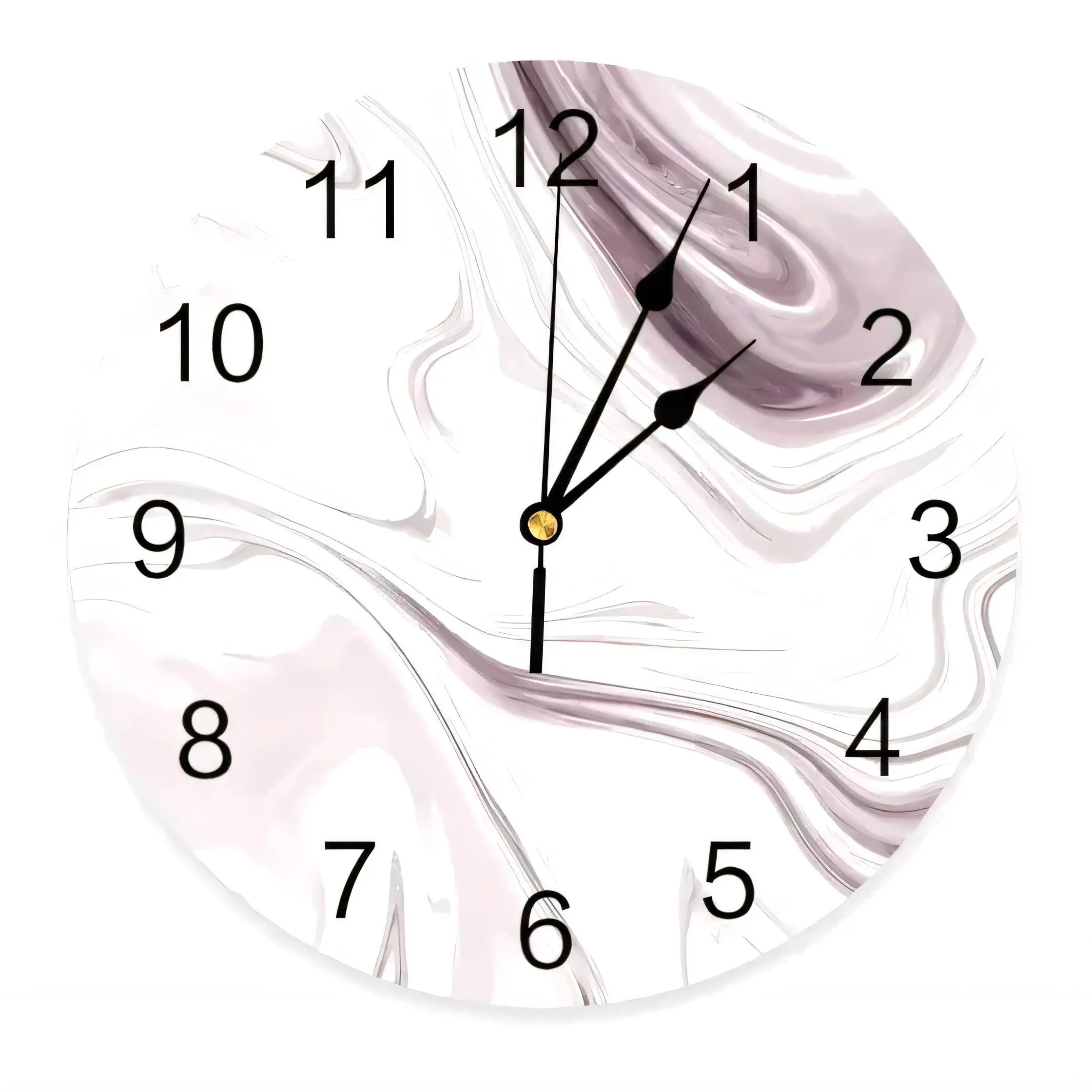Modern Marble Pattern Round Wall Clock Silent  Decorative Home Office Living Room Minimalist Pink Lavender Gray