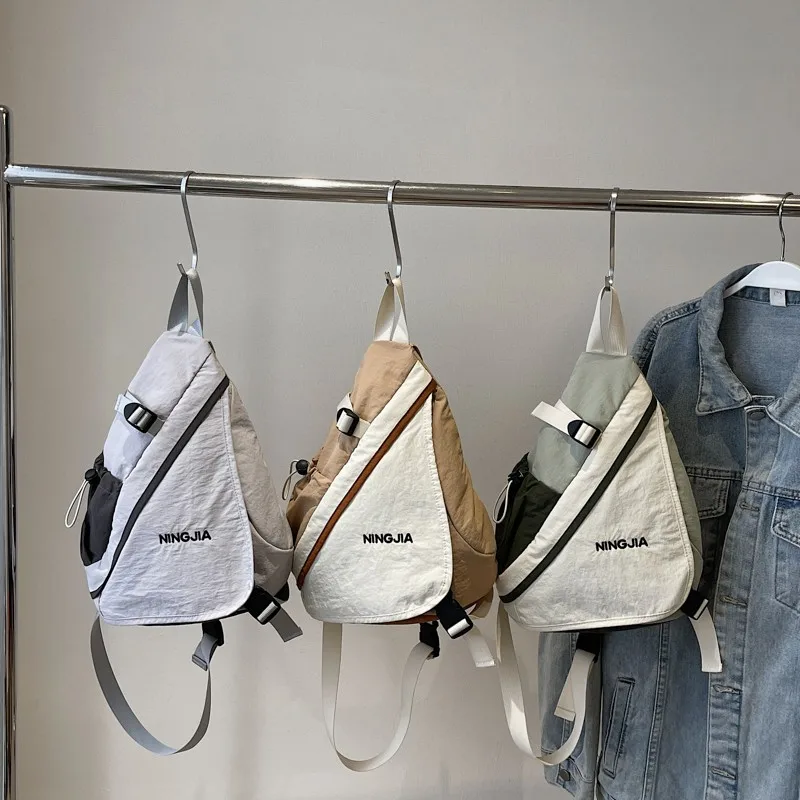Splicing color women's chest bag simple light shoulder bag large capacity breathable cross-body backpack men
