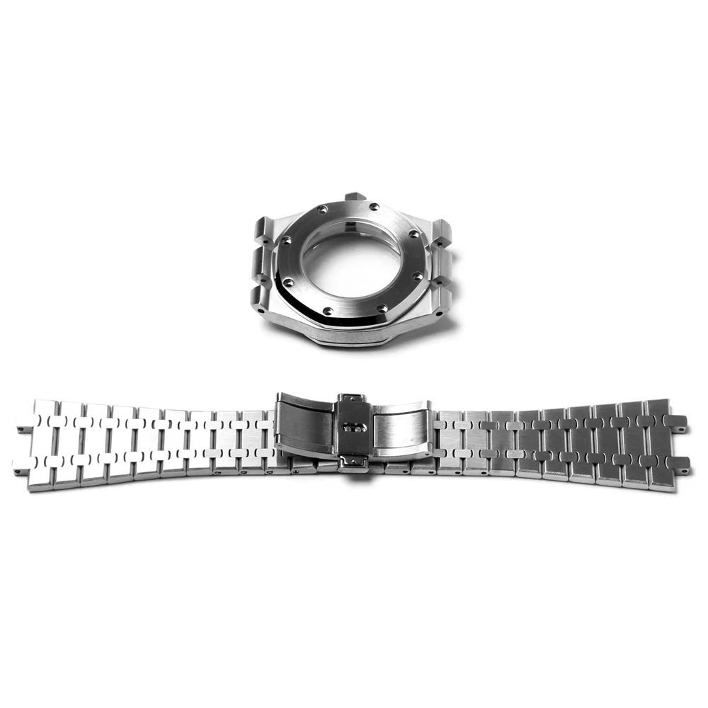 41mm Watch Case/ Strap for NH35/NH36/4R36 Movement Stainless Steel Watch Cover Replacement Wristwatch Band