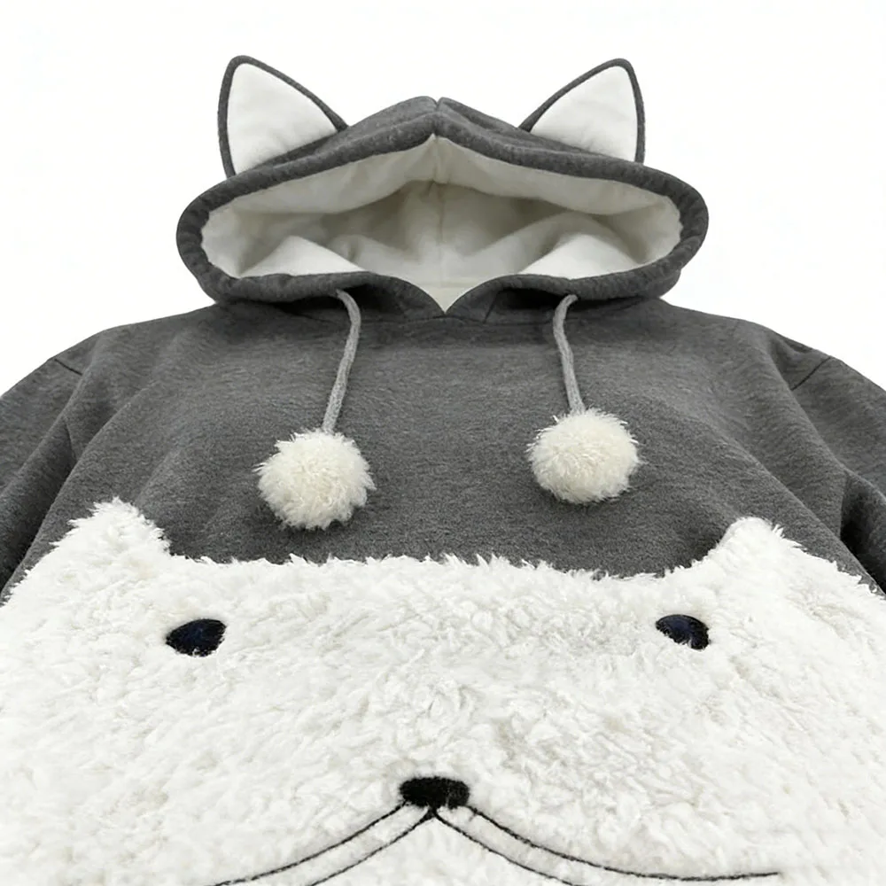 Winter Unisex Streetwear Hoodie Thick Fleece Warm Breathable Pullover With Animal Pouch Pocket For Carrying Small Dog Cat Men