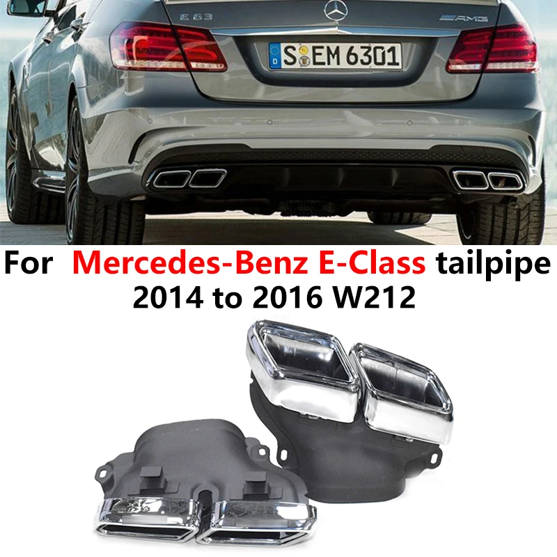 

For 2014-2016 Mercedes-Benz E-Class W212 Exhaust Pipe Upgrade E63 AMG Black Square Muffler Nozzle Exhaust Head