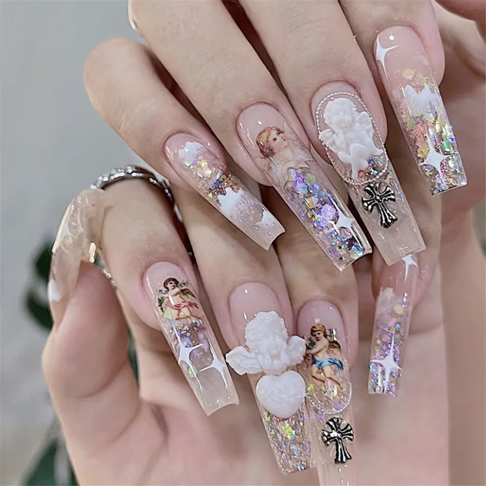 JO-2386 MG191010-15เทวดาคริสเตียนของพระเยซูและเลดี้แห่งพระคริสต์3D DIY กลับกาวสติกเกอร์ติดเล็บเล็บ