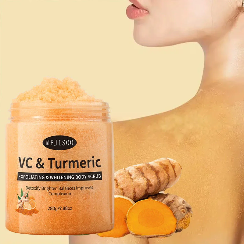 VC Turmeric Exfoliating & Whitening Body Scrub Gold Scrub, Exfoliate Face & Body Salt Scrub,Pore Cleanser, Shower Scrub For Men