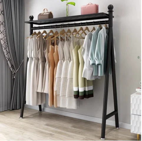 Clothes drying rack floor folding household simple horizontal bar clothes and hat rack drying shoes bag storage rack