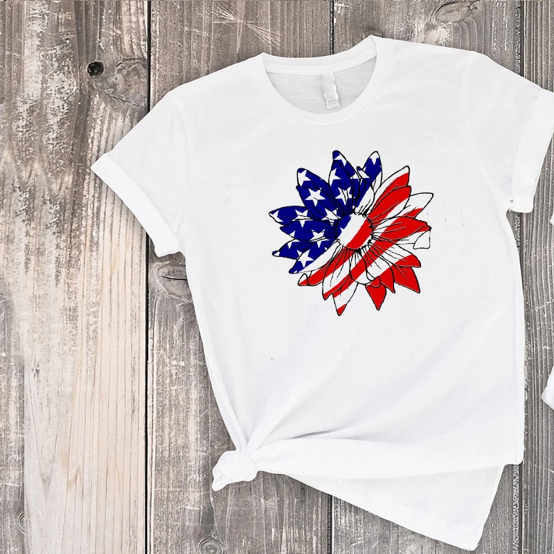 Patriotic Sunflower Shirt Sunflower American Flag Mom and Me Matching Tshirt Fourth of July Clothes Fashion Family Clothing