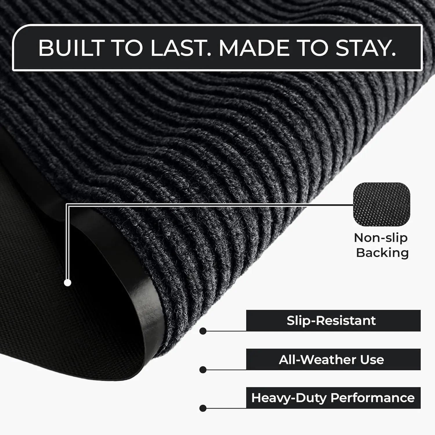 Front Door Mat Indoor Outdoor Entrance, All-Season Heavy Duty Doormat, Non-Slip Absorbent Entryway Mat Commercial Floor Mat
