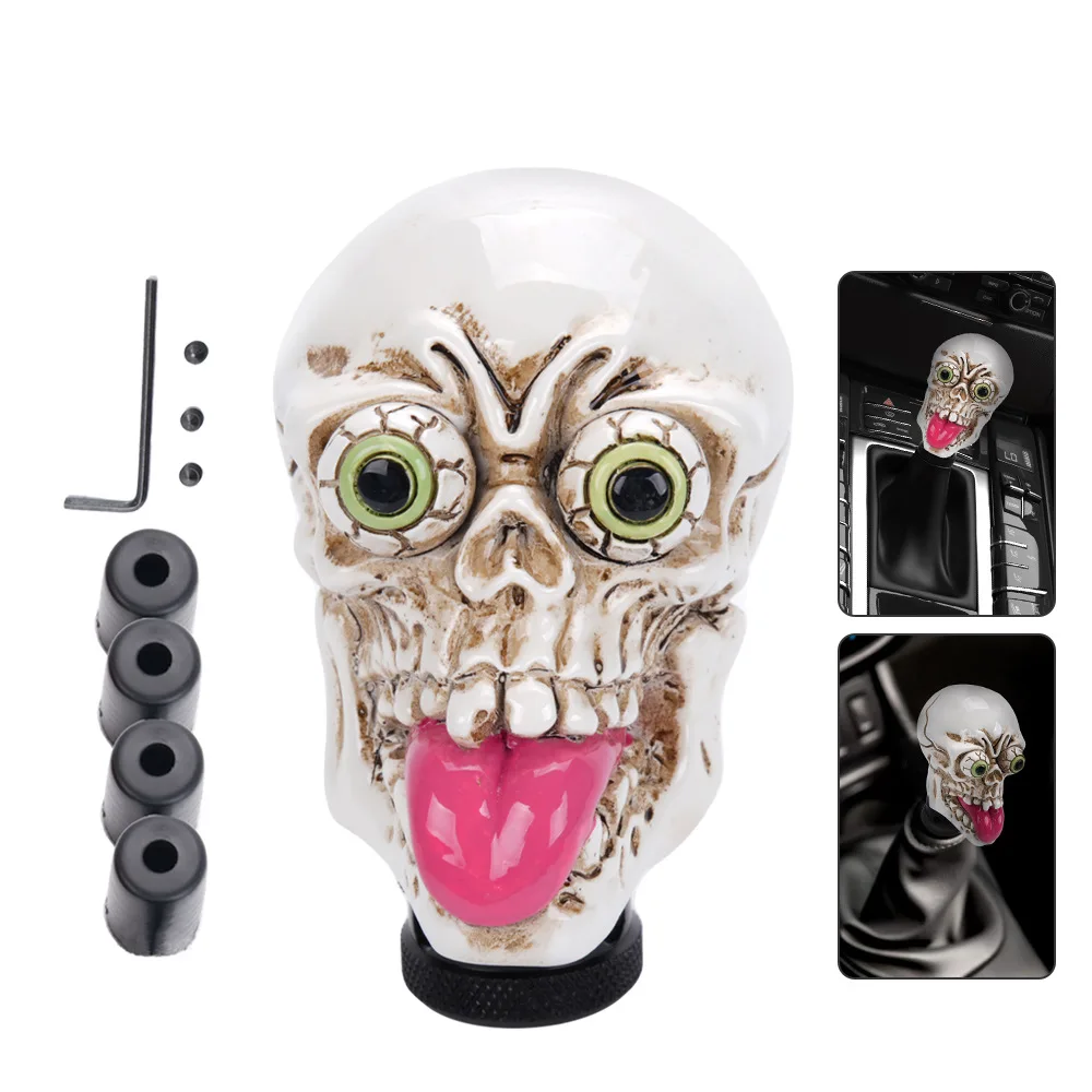 Skull Gear Shift Knob Tongue Out Bloody Eye Halloween Universal Manual Transmission Shifter Head Car Interior