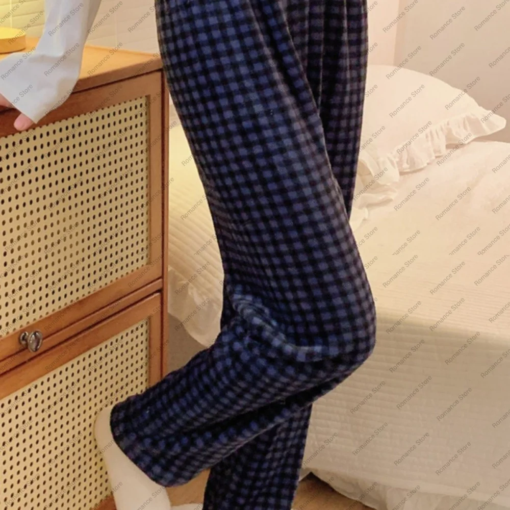 متقلب السراويل بنطلون بيجاما للنساء شتاء 2026 نمط جديد بطانة الظهر الفانيلا السراويل المنزلية بسيطة بناطيل كاجوال السراويل المنزل #4