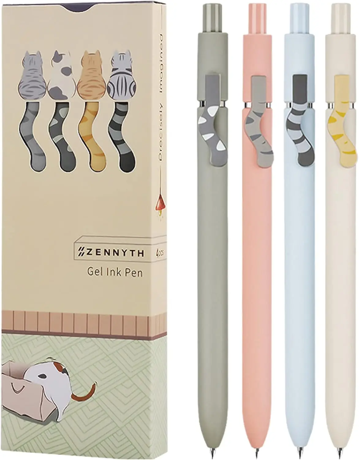 

Cat Pens, 4 Pcs 0.5mm Black Ink Pens Fine Point Smooth Writing Pen, High-End Cat's Tail Retractable Pen for Journaling Note
