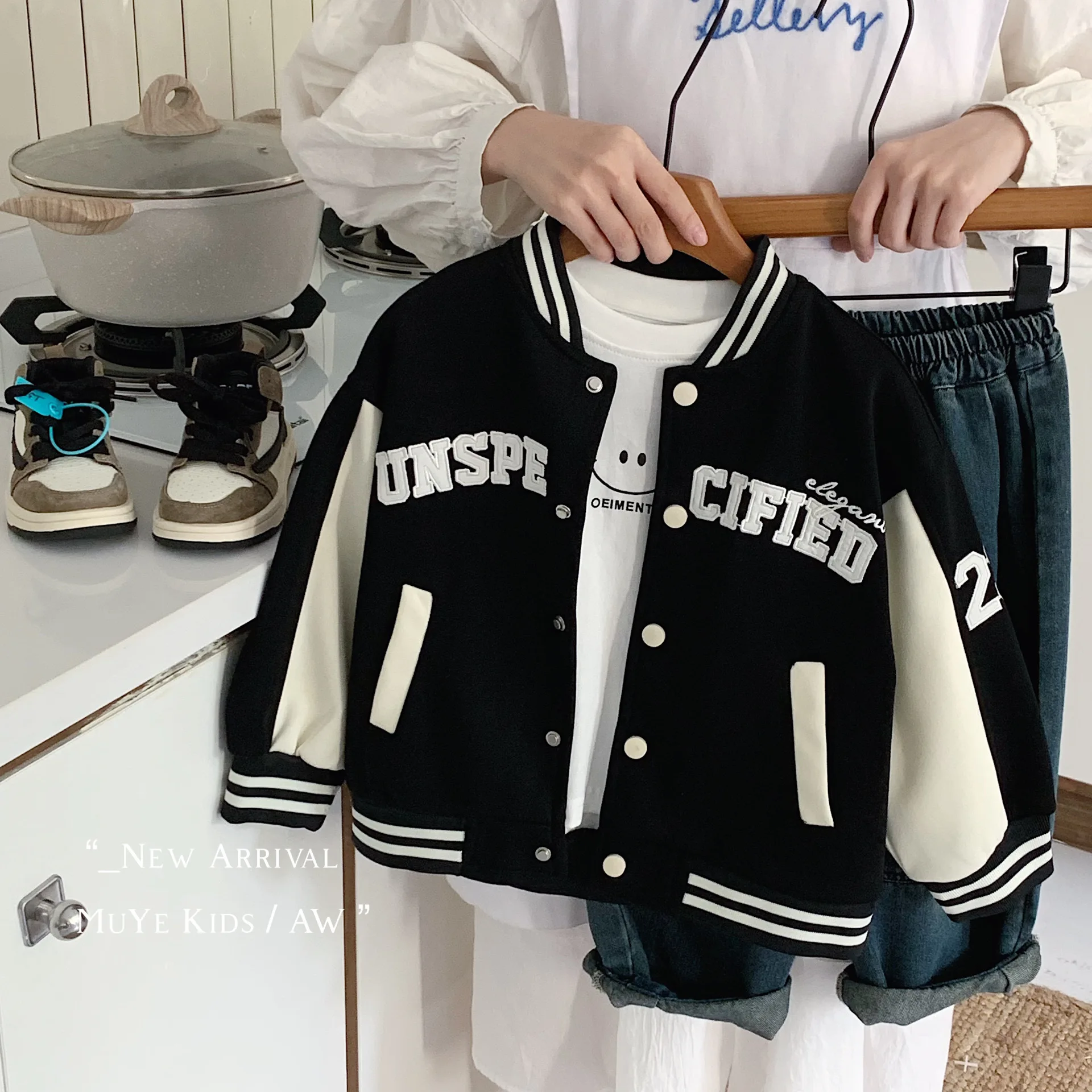 RAISE Autumn Children Boy Baseball Uniform Round Collar Toddler Kids Boys Outerwear Coat 1-10Yrs Boy Spliced Long Sleeves Jacket