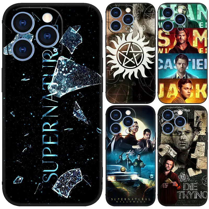 Supernatural tv show Black Phone Case For Apple iPhone 15 14 13 12 Mini 11 Pro MAX XR X XS 7 8 Plus SE 2020 2022 Cover