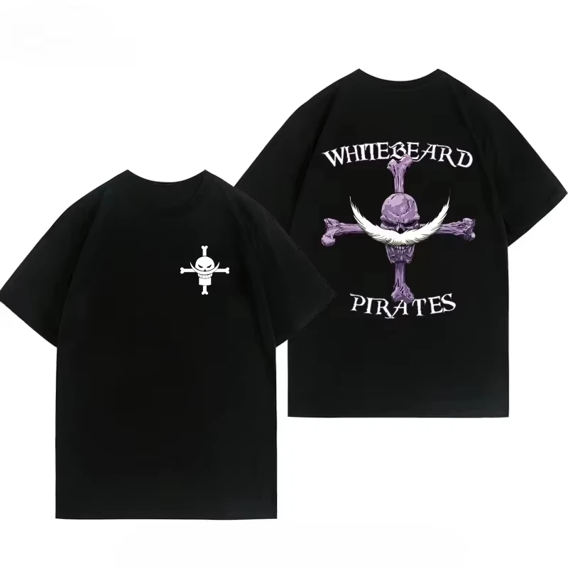 Men's T-shirt High-quality One Piece White Beard One Piece Luffy Escaton Anime Short Sleeve Summer Men's Cotton T-shirt Fashion