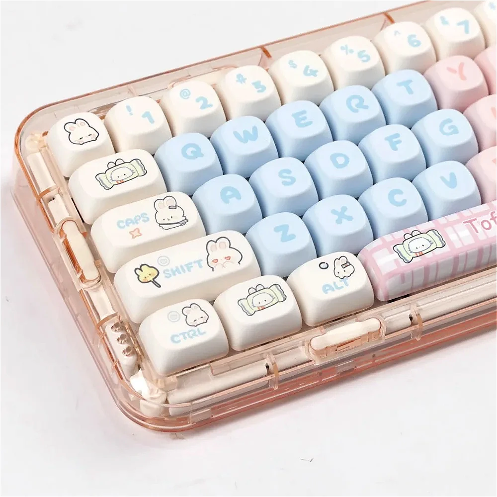 

Milk Candy Bunny Keycaps Cute Cartoon Moa Keycaps Wooting Heat Sublimation Keycap Set for HI75 68 98 S99 104 Keyboard Switches