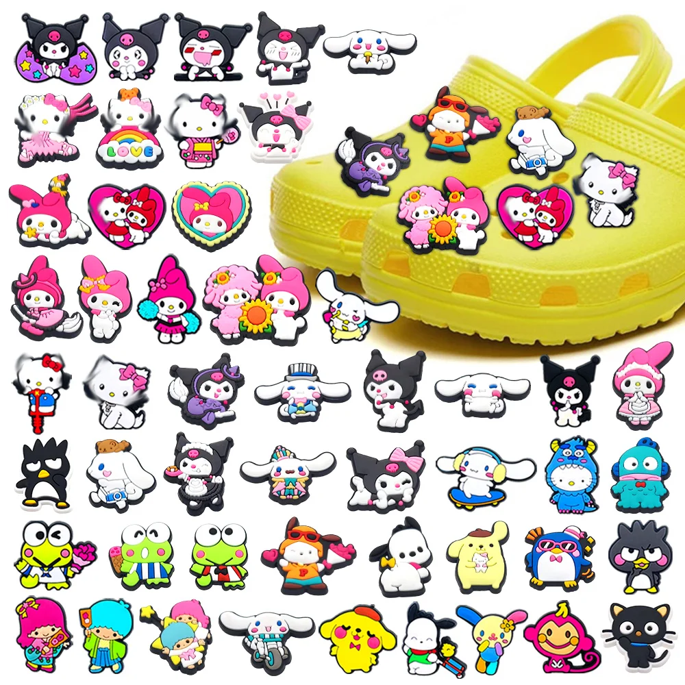 Cute 1pcs kawaii cartoon shoe Charms DIY clogs Shoe Aceessories for women Sandals pins Decorate girls Kids Boy X-mas Party Gifts