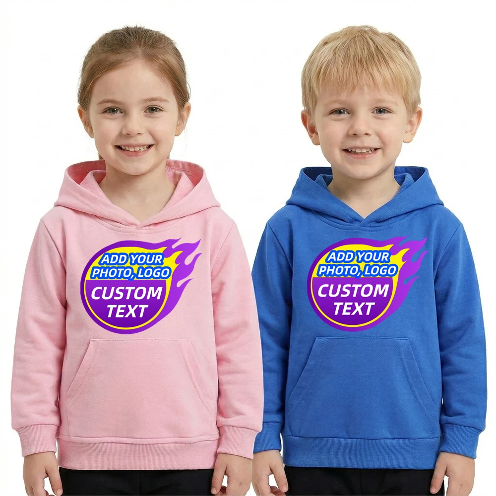 

Custom Kids Sweatshirt Add Your Own Text Name Logo Photo Design Personalized Hoodie Boy Girl Pocket Pullover Top Hoodies