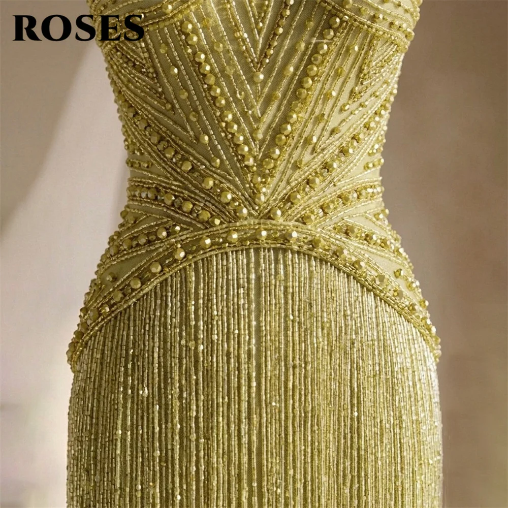 ROSES Ginger Prom Dress Spaghetti Strap Sleeveless Celebrity Dress Straight Women's Evening Dress Tassel Formal Gown Customized image 2