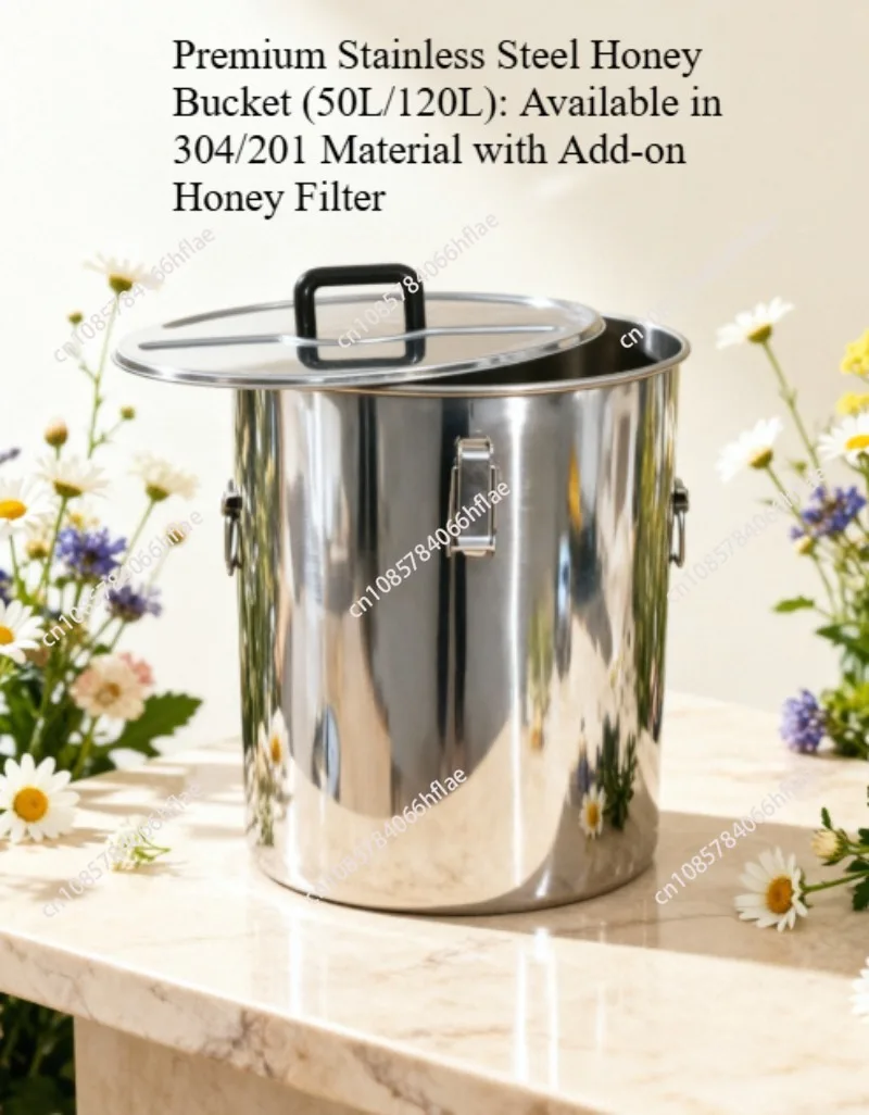 50L/120L Stainless Steel Honey Storage Tank with Optional Filter, Food Grade 304/201 Beekeeping Container
