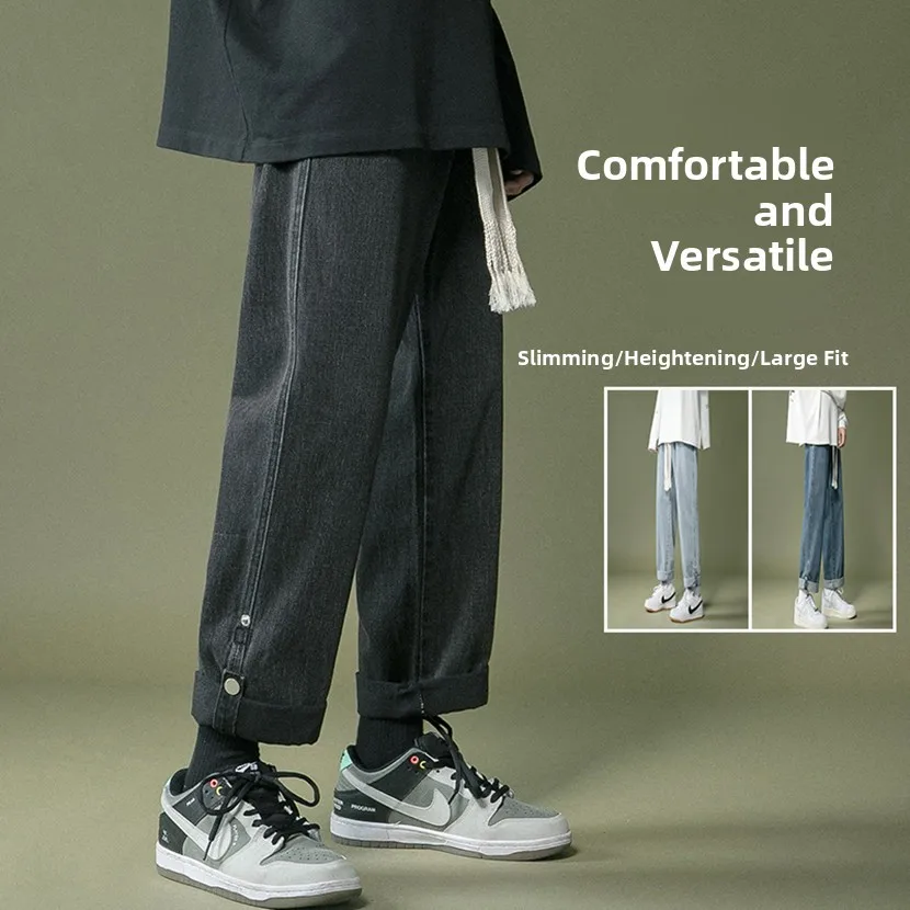 

Loose Straight Leg Men's Jeans High Street American Sle Spring Autumn New Casual Sport Pants Wear Resistant Stone Waed