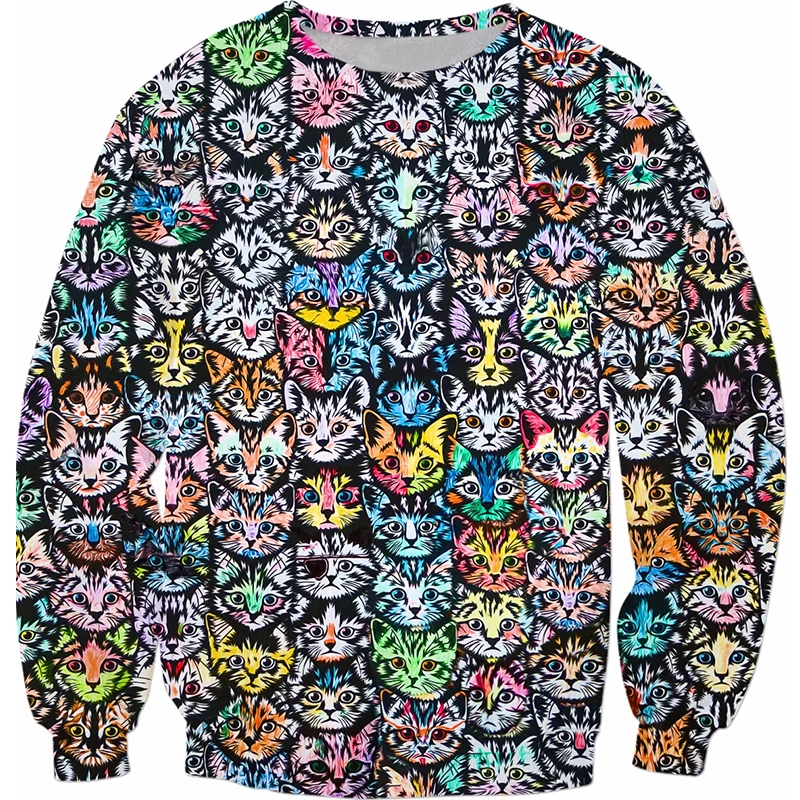 Pullover Sweatshirt For Men Animal Graphic 3D Printing Long Sleeve Tops Oversized O-Neck Funny Dogs Pullover Casual Sweatshirts