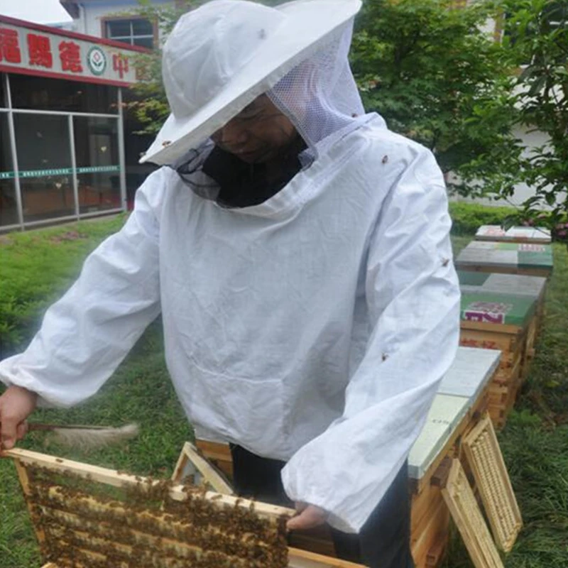 Traje de apicultura plegable, conjunto de chaqueta y Velo con doble cremallera, traje protector de apicultura, ropa de apicultor antiabejas con