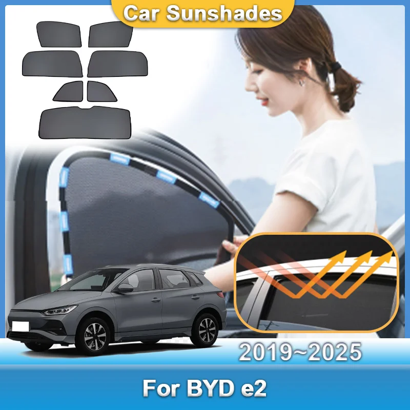 

For BYD e2 2019 2020~2025 Car Mesh Sun Shade Windshield Curtain Light Blocking Sunscreen Privacy Magnetic Visor Car Accessories
